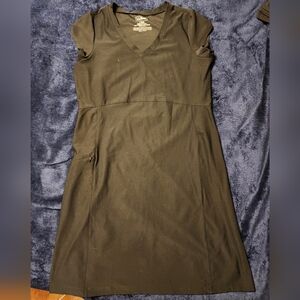 L.L. Bean Women's Black V-Neck A-Line Midi Dress